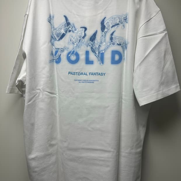 솔리드옴므 25ss 화이트 디어 백로고 반팔 티셔츠 52사이즈