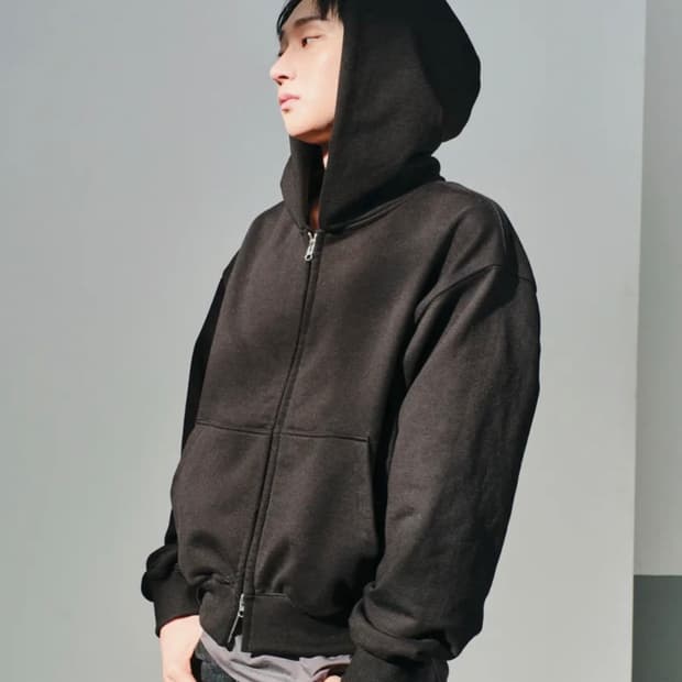 UNIFORM CROP HOOD ZIP-UP (BLACK) <1size>