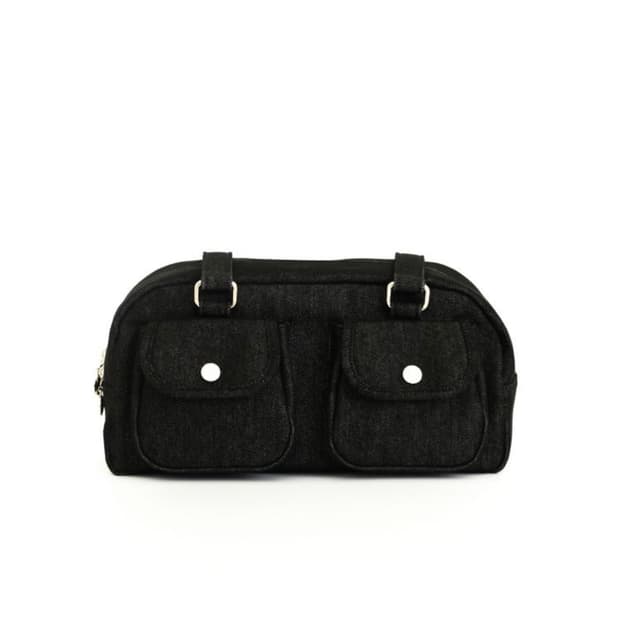 큘 포켓 백 블랙 데님