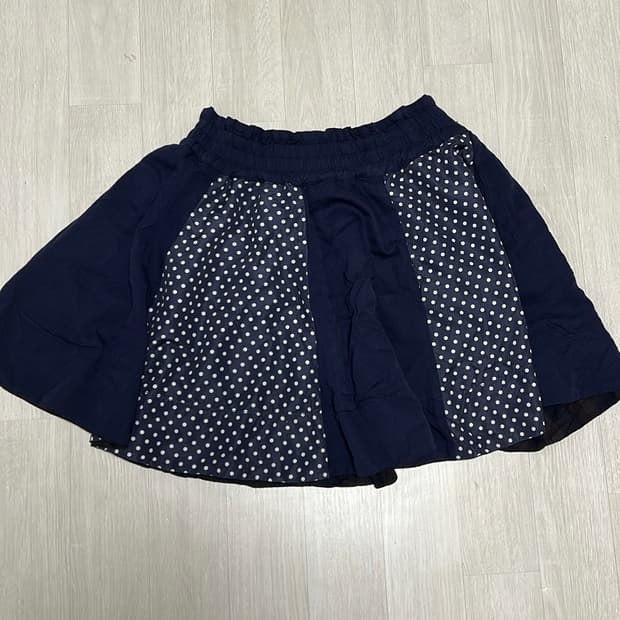 리버시블 도트 네이비 체크 스커트