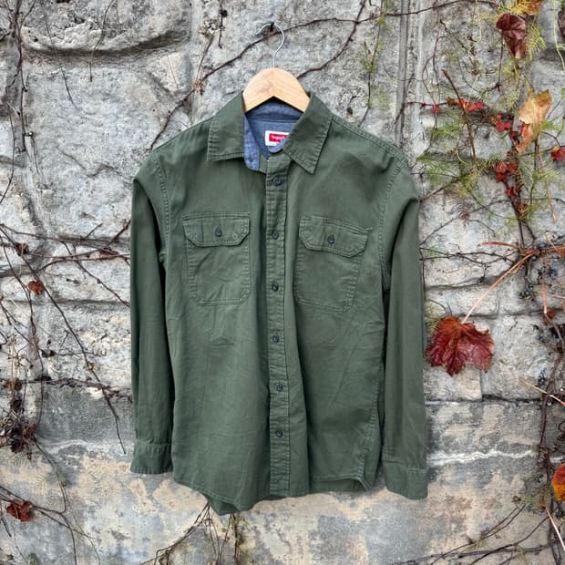 랭글러 빈티지 투포켓 워크 셔츠 카키 s