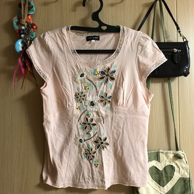 Pink mori top