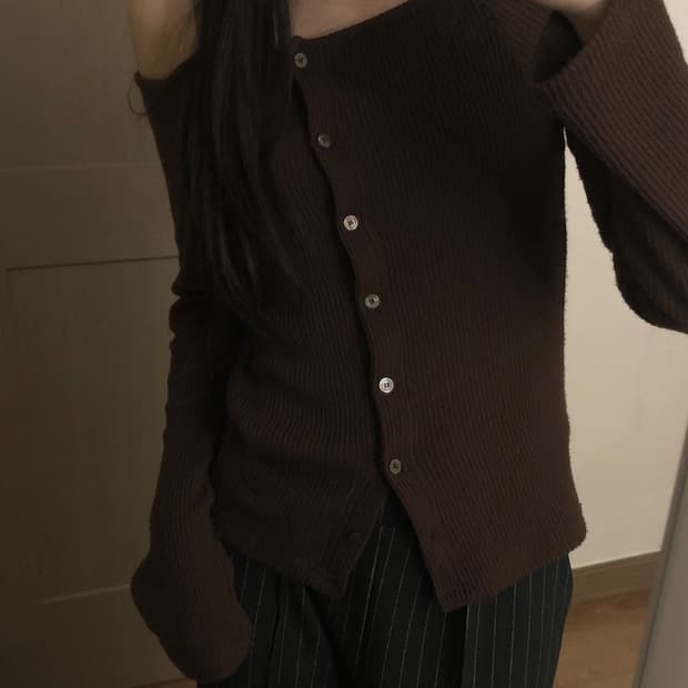 u넥/오프숄더 니트 가디건