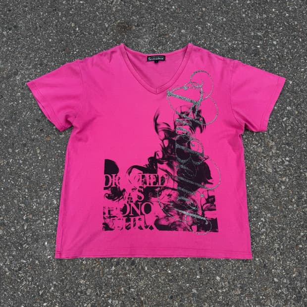 00’s Glitter Graphic V-Neck T-Shirt 