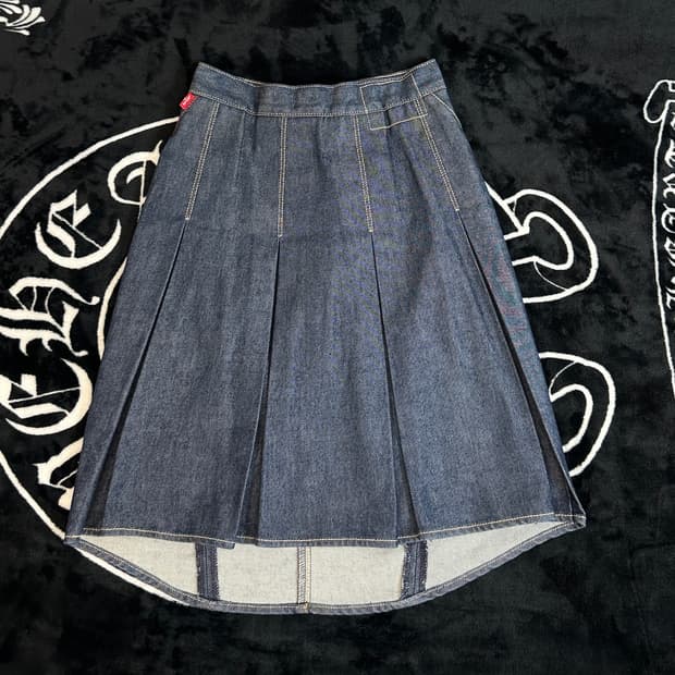 00s 리바이스 엔지니어드 빈티지 인디고 데님 미디스커트