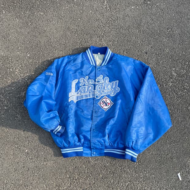 90s 캐나다 올드스쿨 사틴 바시티 자켓 힙합 스타디움 점퍼 XXL