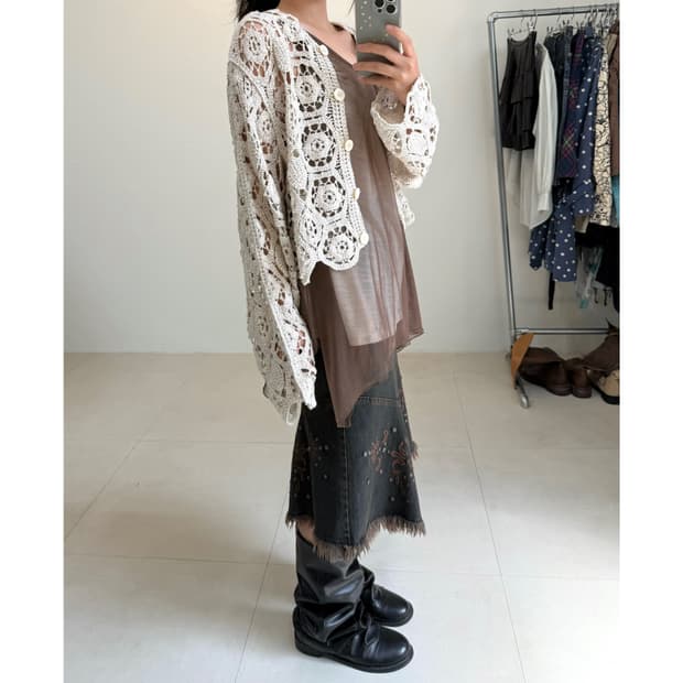 빈티지 크로셰 가디건