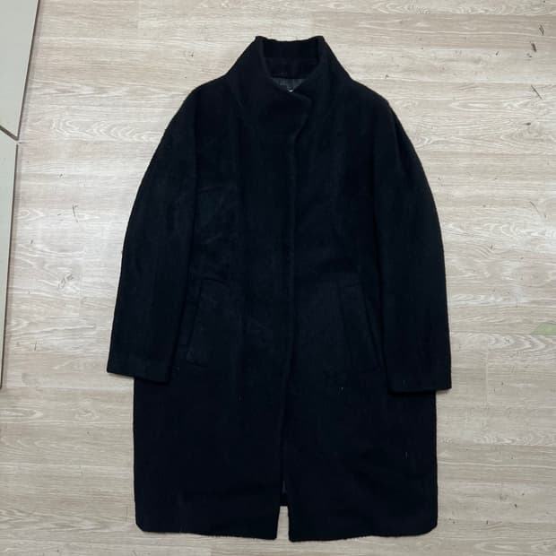 모조에스핀 여성 라마 모직 하이넥 롱코트 [블랙] 66