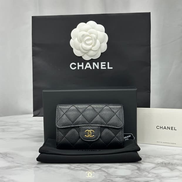 [풀구성] 샤넬 클래식 똑딱이 금장메탈 카드지갑