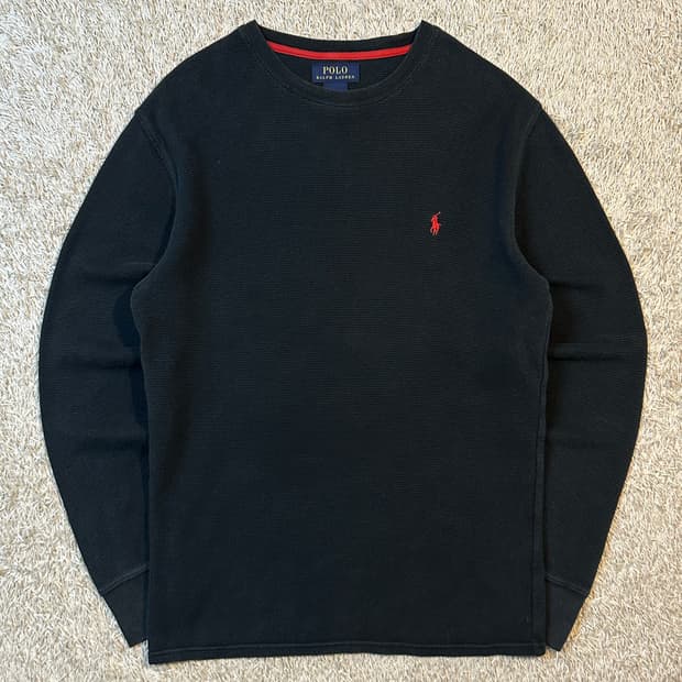폴로 랄프로렌 POLO 신형 와플 니트 롱슬리브 긴팔 블랙