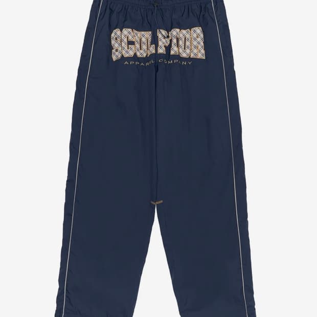 스컬프터 체크 바시티 트랙 팬츠 조거 나일론 네이비 M