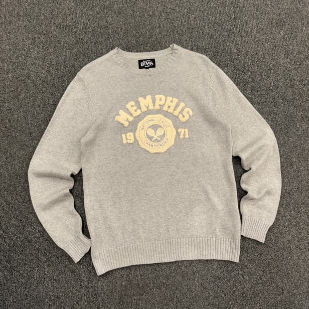M)빔즈 빈티지 Memphis 로고 그레이 니트