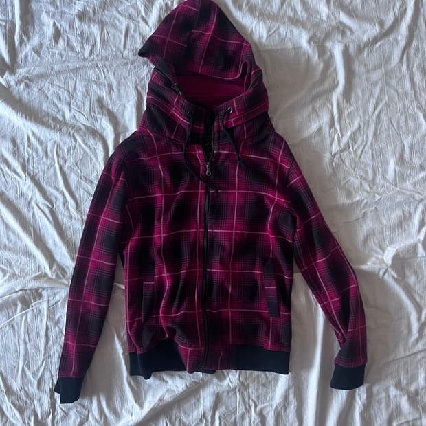 High neck  hood zip up