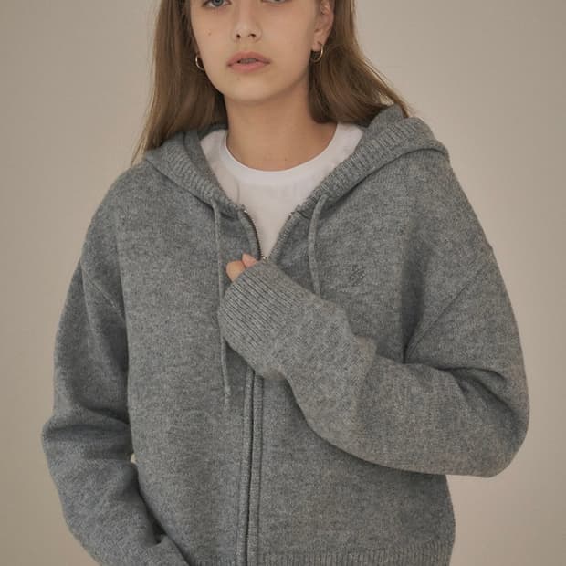 [새상품] 시야쥬 에센셜 니트 후드 집업 그레이 S