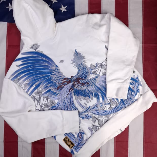 오리지날 카라쿠리 타마시 자수 봉황 오리엔탈 후드자켓