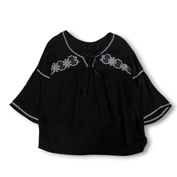 JPN 글로벌워크 에스닉 자수 테슬 블라우스 L