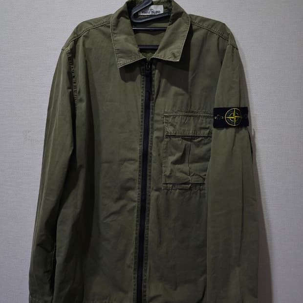 정품 스톤아일랜드 올드이펙트 카키 오버셔츠 자켓 100 / L