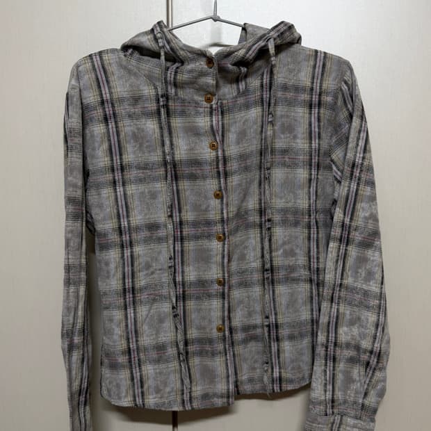 빈티지 체크 후드 셔츠