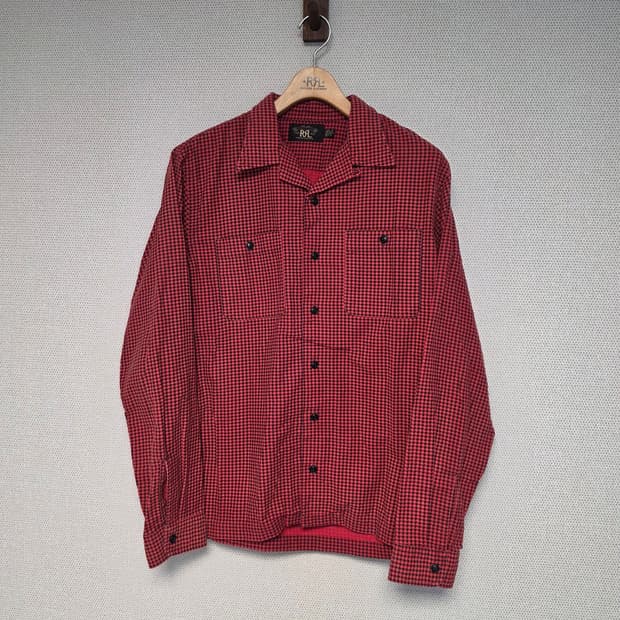 RRL 더블알엘 오픈카라 체크 셔츠 M