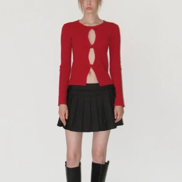 썬번프로젝트 알파카 트위스트 니트 레드