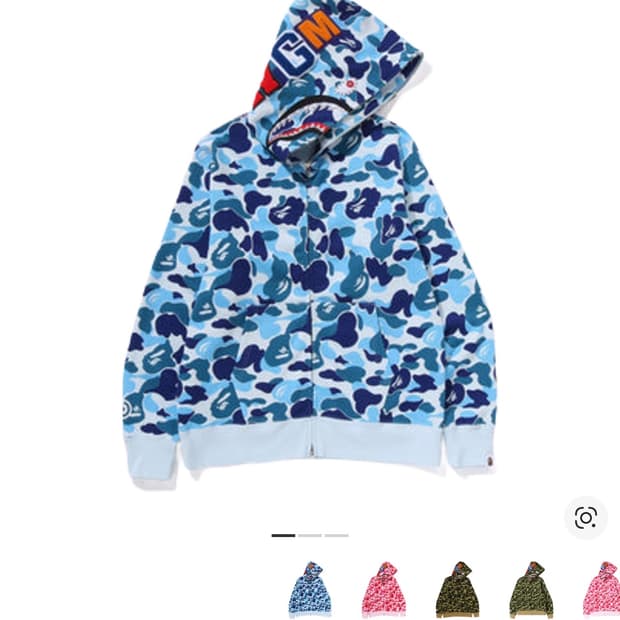 베이프 후드집업 ABC 카모 크리스탈 스톤 샤크 풀 집 후드 블루 m