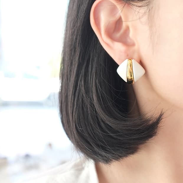 1980s Monet 포인트 화이트 빈티지귀걸이 빈티지주얼리