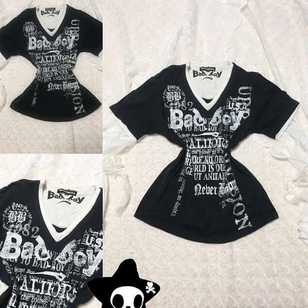 빈티지 펑크갸루 badboy 레이어드 반팔티