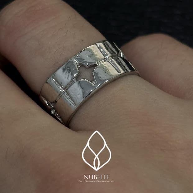 🌗 Twinkle punched ring / 스타 펀칭 실버 반지