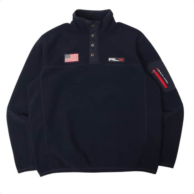 RLX 랄프로렌 네이비 버튼업 풀오버 플리스