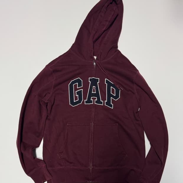 여성 갭 GAP 버건디 트레이닝 기모 후드집업 s