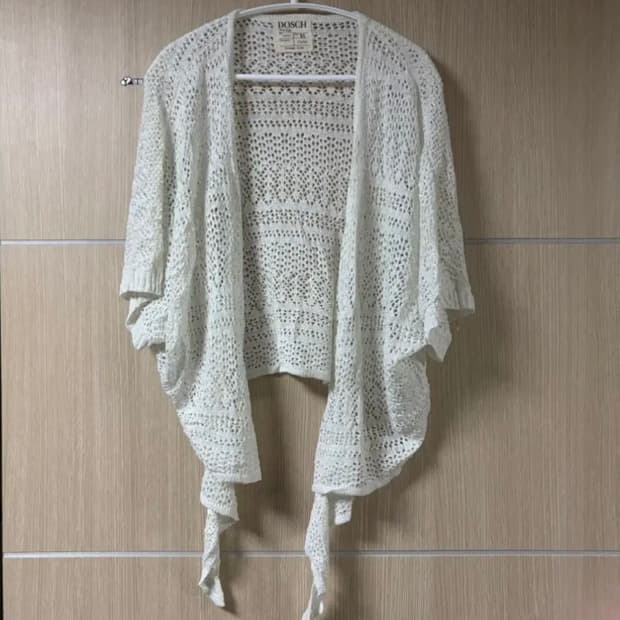 화이트 크로셰 여름 니트 가디건 