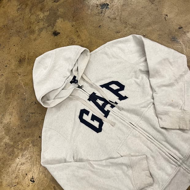 갭 로고 화이트 후드집업