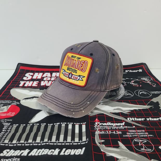 디스퀘어드2 빈티지 데미지 워싱 썬페이딩 모자 볼캡