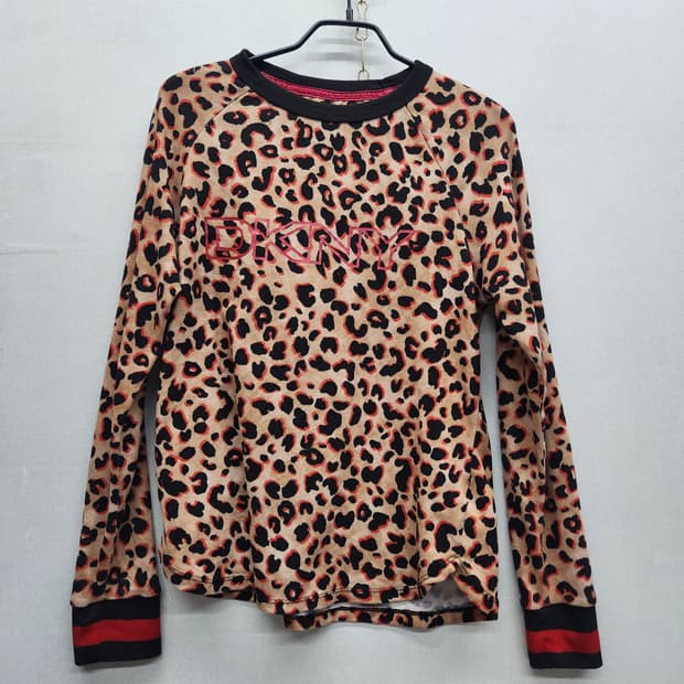 DKNY 로고 레오파드 패턴 빈티지 롱슬리브 S(S~M)