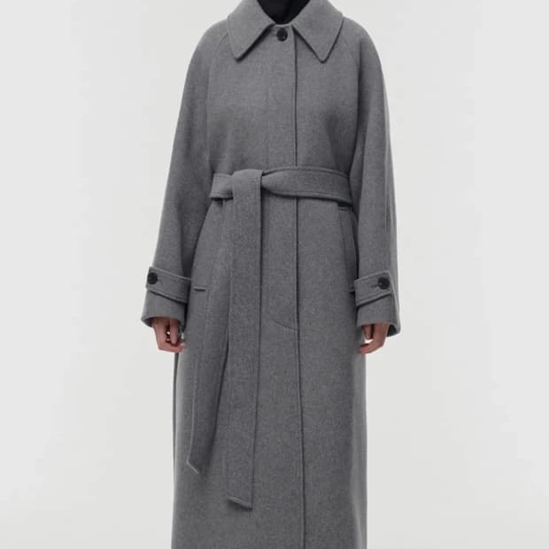 무신사 우먼 캐시미어 블렌드 발마칸 로브 코트 그레이 M