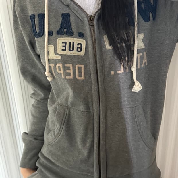 후아유 그레이 후드집업 s