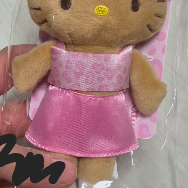 산리오 헬로키티 고고갸루 롱다리 핑크 호피 인형 키링