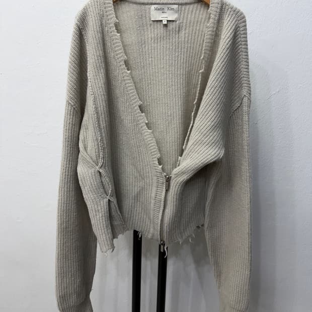 정품) 마뗑킴 크롭 니트 집업 가디건 F