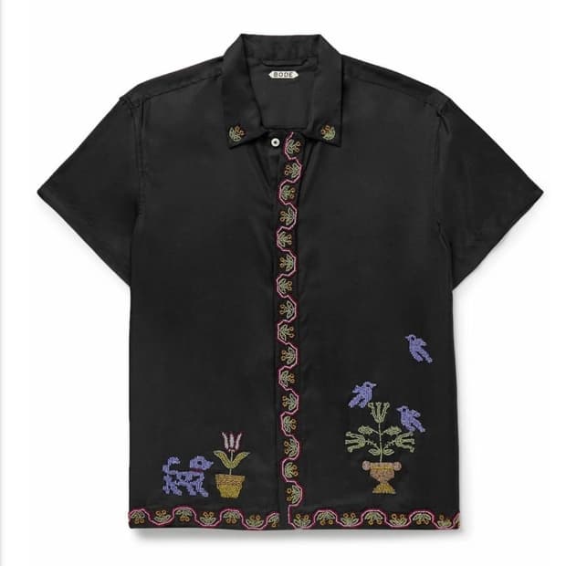 bode garden sampler silk shirt m