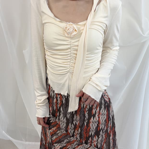 YRZS one rose shirring scarf t-shirts
