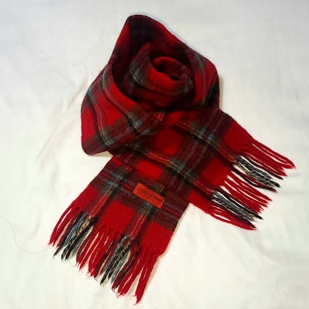 Charles Jourdan 샤를 쥬르당 레드 체크 울 머플러