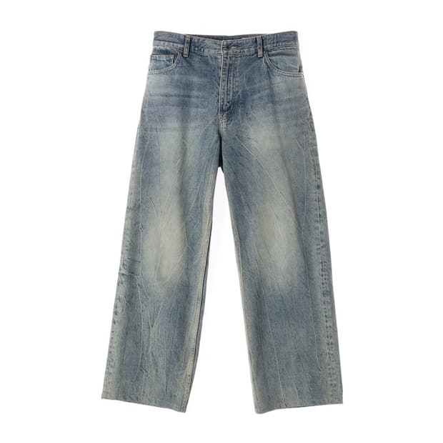 모드나인 연청 워싱 와이드 데님팬츠 30