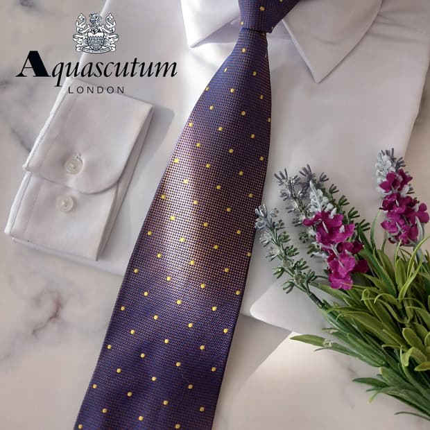 아쿠아스큐텀 실크 도트 자카드 넥타이 9.6cm A+등급 A19104
