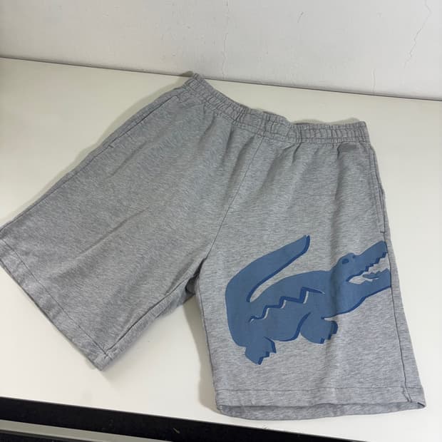 M 라코스테 그레이 빈프린팅 면 트레이닝반바지