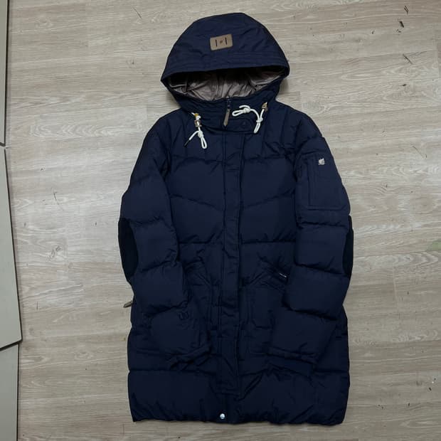 라푸마 구스다운 자수 로고 후드 패딩 점퍼 [네이비] L/100