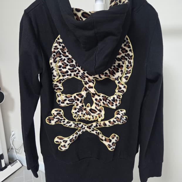 갸루 펑크 호피 스컬 후드집업