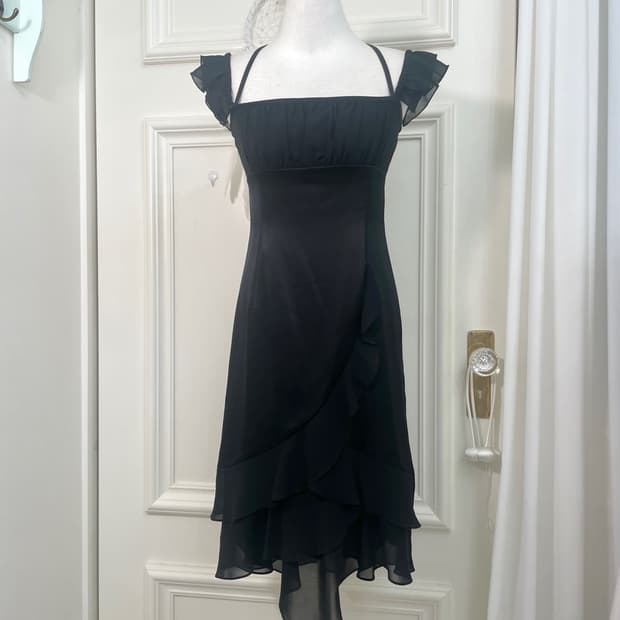 black satin ruffle shirring fairy opc