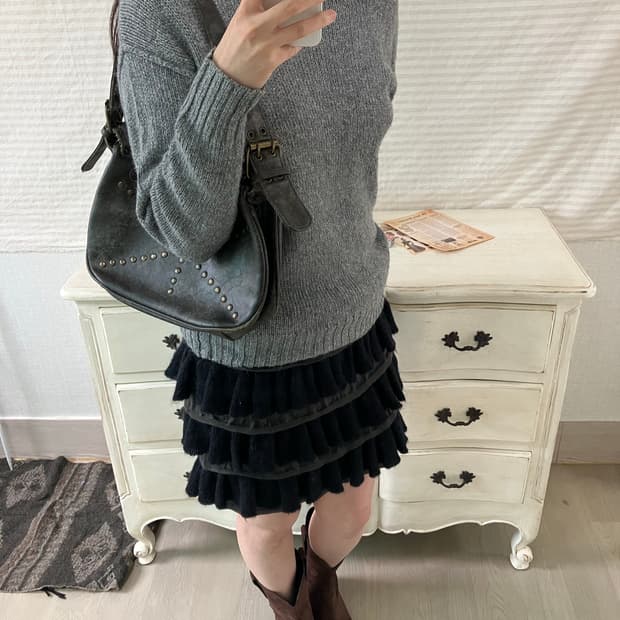 jpn vintage 차콜 니트 y2k 스트릿 갸루 펑키 