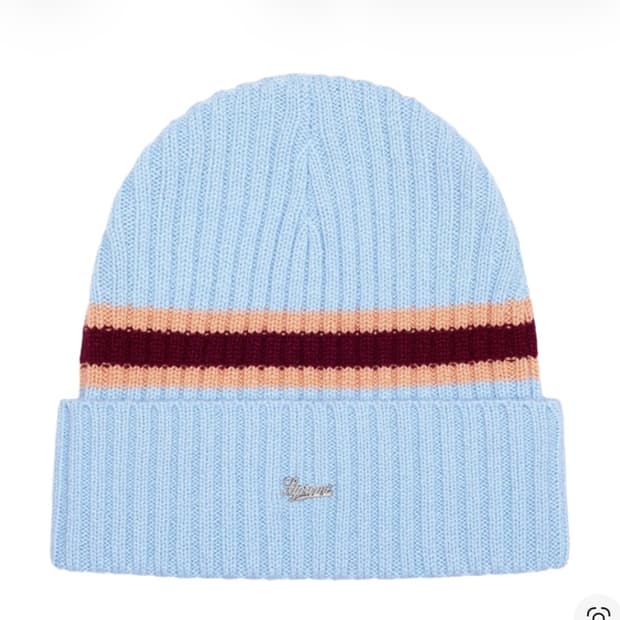 슈프림 스트라이프 캐시미어 비니 페일 블루 23fw