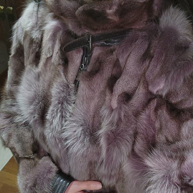 퍼플브라운 리얼 폭스퍼 자켓